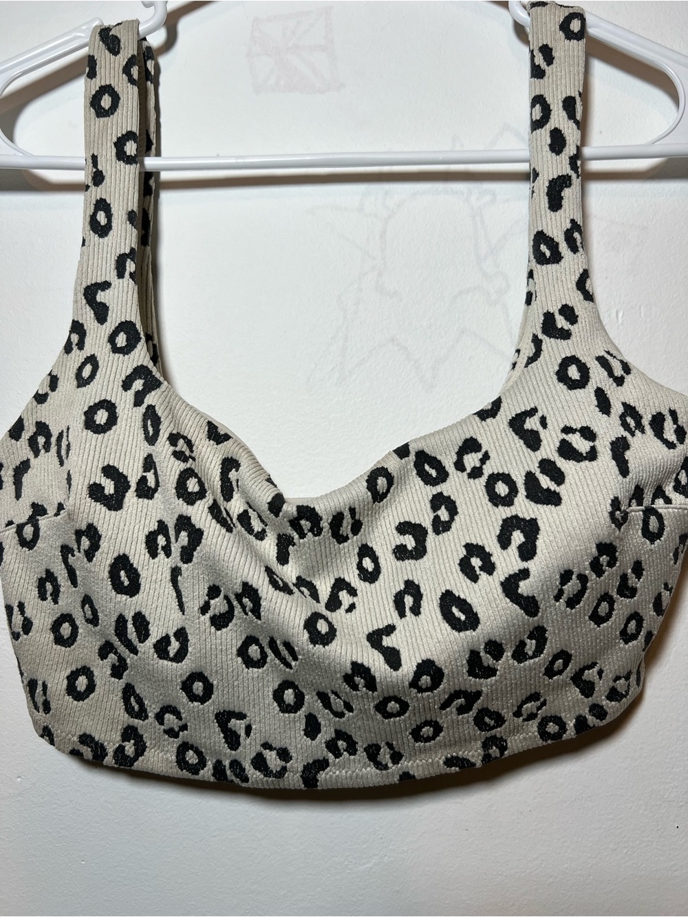 aerie white and black leopard bra top